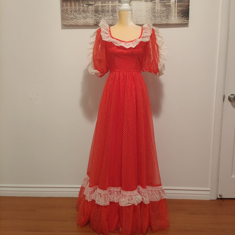 Lorrie Deb San Francisco Vintage red polka dots maxi dress